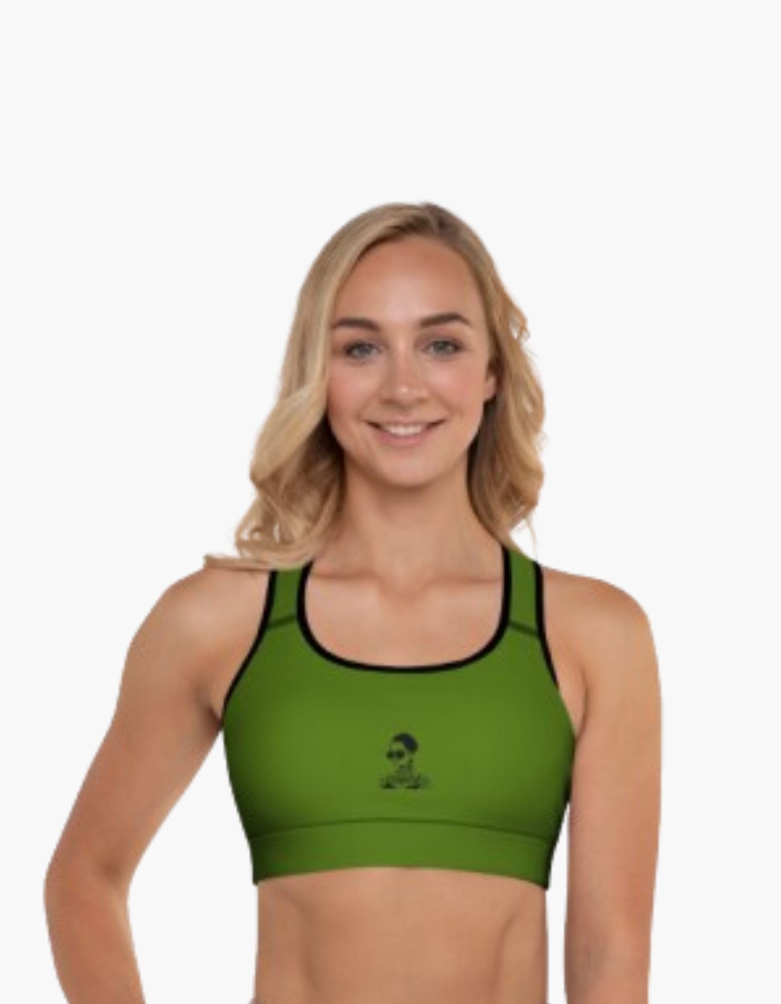 Padded sport bra black & green dill with tattoo in front - Matching the same leggings design
