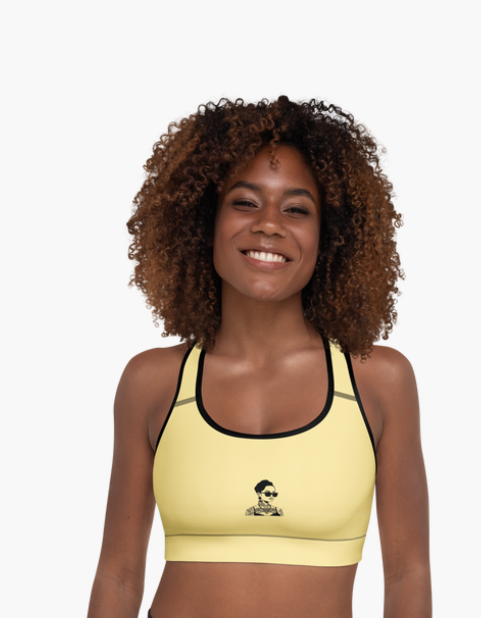 Activewear for women - Padded sport bra - Yellow Butter & Steel Grey.