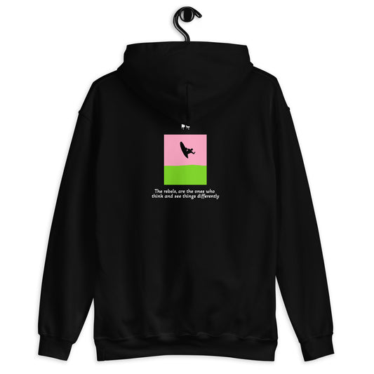 Product mockupActivewear Hoodie Black .A tribute to surf culture  with a surfer surfer design on both sides