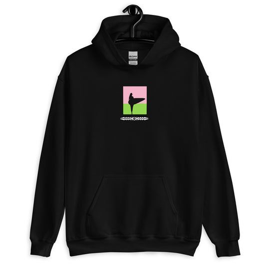 Product mockupActivewear Hoodie Black .A tribute to surf culture  with a surfer surfer design on both sides