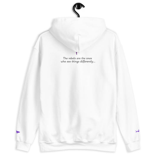 Activewear for women. White Fitness hoodie 'No Soul No Future'.  back side
