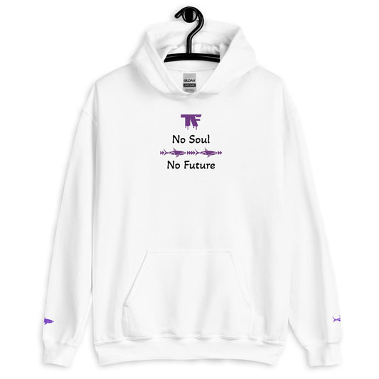Activewear for women. White Fitness hoodie 'No Soul No Future'. 