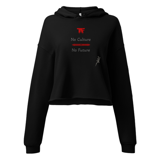 Crop Hoodie Black 'No Culture' with red details | Limited Edition TheFamous Studio