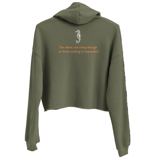 Crop Hoodie Khaki 'No Soul' | Limited Edition TheFamous Studio