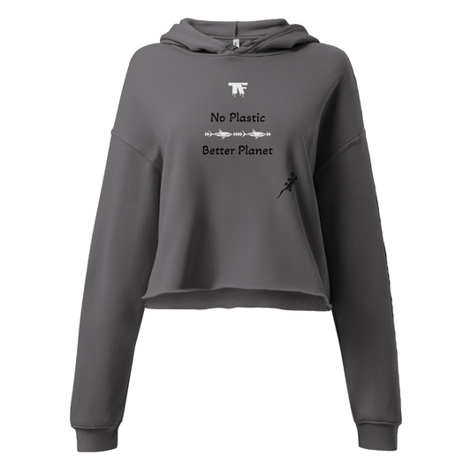 Crop Hoodie Grey 'No Plastic' | Limited Edition TheFamous Studio